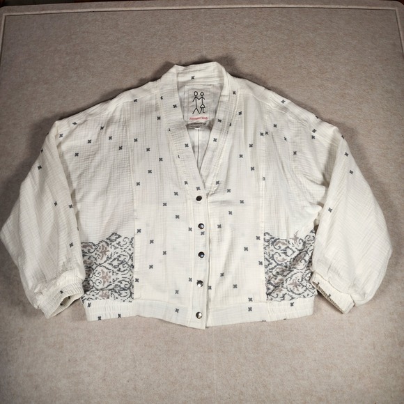 Johnny Was Printed Jacket Bohemian Bomber‎ Button Down Top Lightweight Size S - Picture 1 of 10